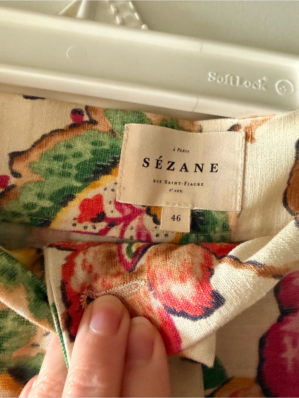 Sezane Floral Norma Skirt in Cream, Pink and Green (Aria Print) - Picture 4 of 4